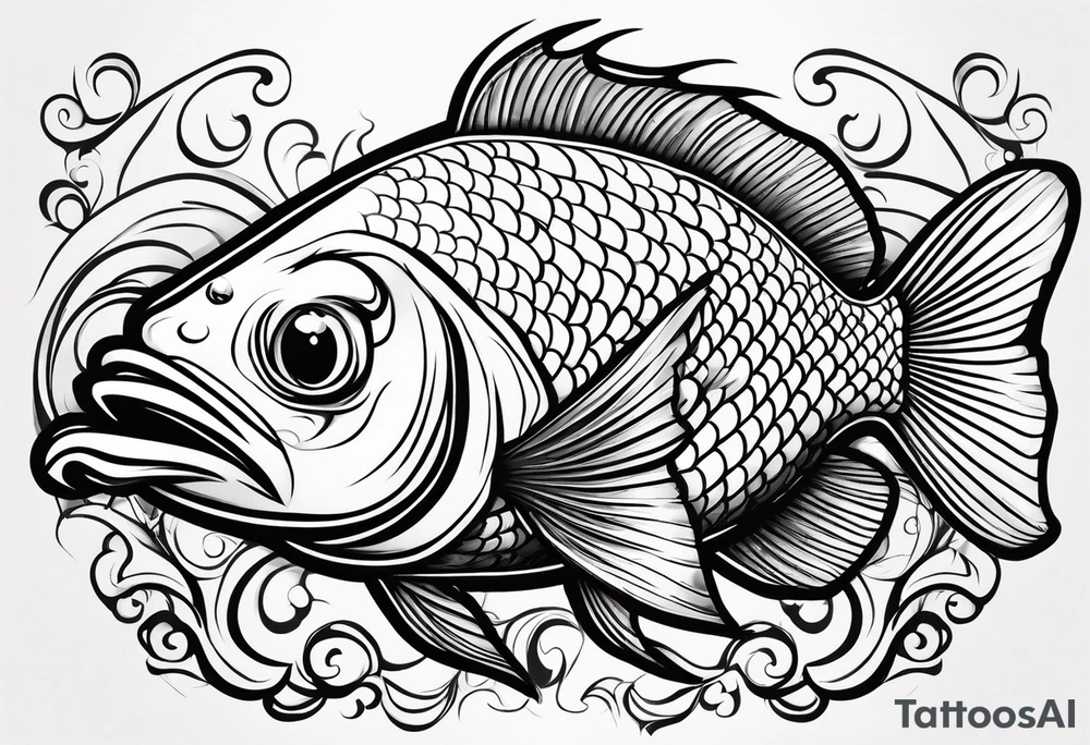 Cartoon fish with a mean face tattoo idea