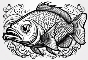 Cartoon fish with a mean face tattoo idea