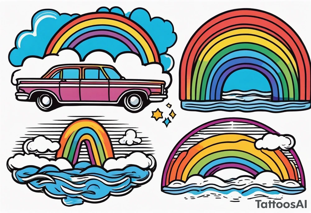 rainbow
old school vintage simple traditional design 



bold color simple tattoo idea