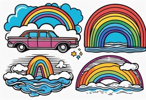 rainbow
old school vintage simple traditional design 



bold color simple tattoo idea