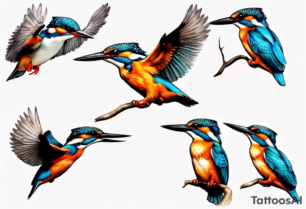 kingfisher taking flight tattoo idea