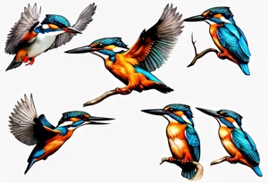 kingfisher taking flight tattoo idea
