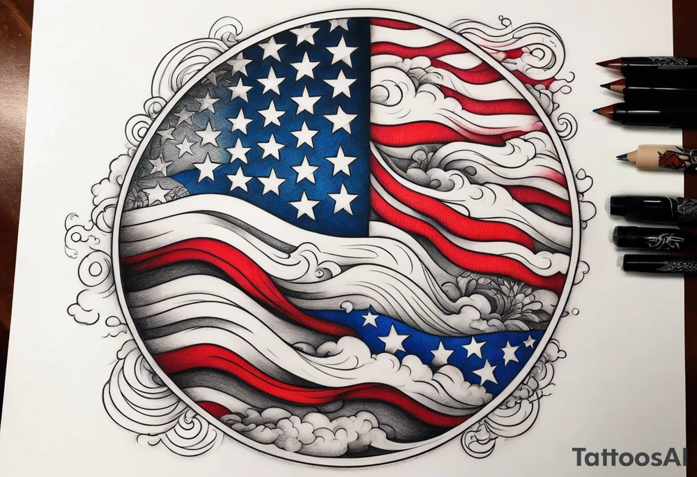 American flag half sleeve tattoo idea