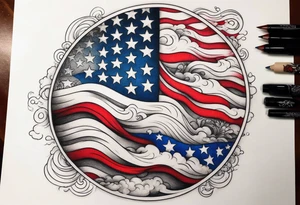 American flag half sleeve tattoo idea