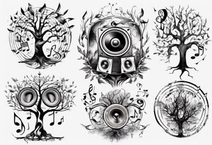 music speaker note tree stave tattoo idea