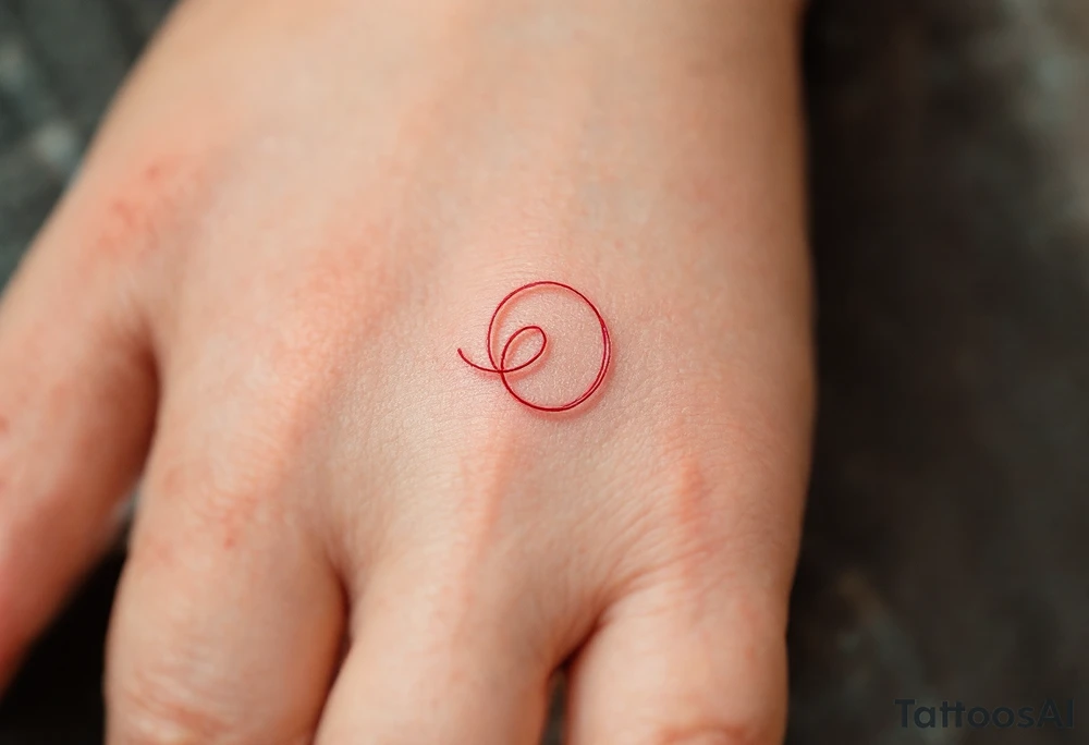 A tiny, delicate red band looped around the finger tattoo idea