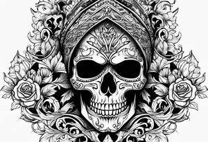 blackout style with skull arm desings tattoo idea