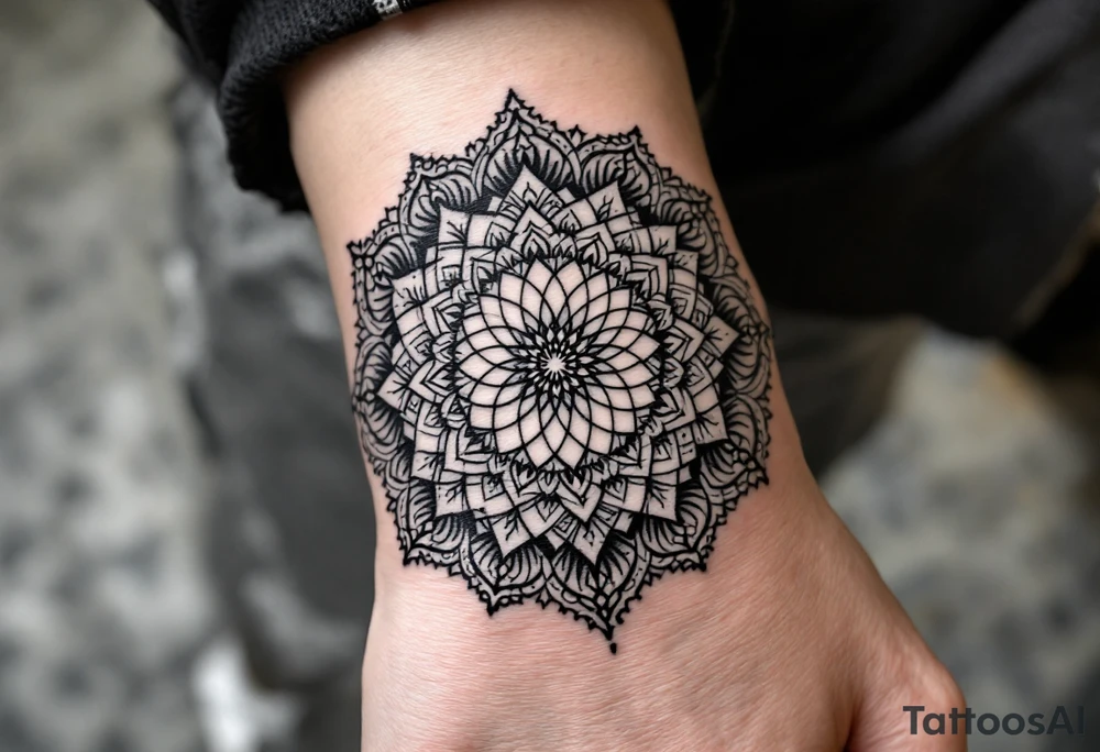 mandala with sacred flower of life in the middle tattoo idea