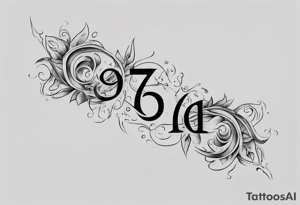 number 9 right side up and upside down connected tattoo black and grey on inside forearm 9:16 aspect ratio tattoo idea