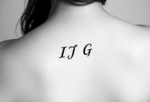 A woman has a tattoo on her rib in a delicate font - I J G tattoo idea