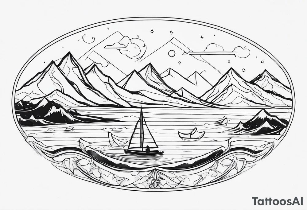 Draw a fine Line from North to South tattoo idea