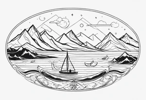 Draw a fine Line from North to South tattoo idea