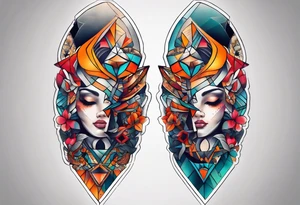 knee tattoo with geometric shapes tattoo idea