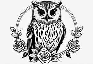 Barred owl and a rose tattoo idea