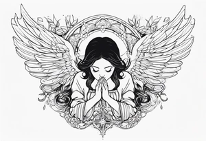 Angel with prayer hands tattoo idea