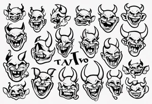 The word Tavo inside the naughty devil emoji tattoo idea