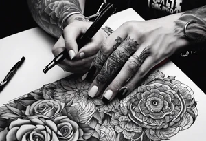 hands pointiong at each othe but not touching tattoo idea