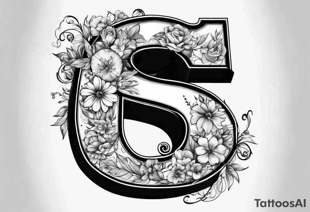 A Letter S made out of flowers tattoo idea