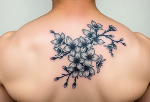 delicate cherry blossoms swirling in spring breeze with petals tattoo idea
