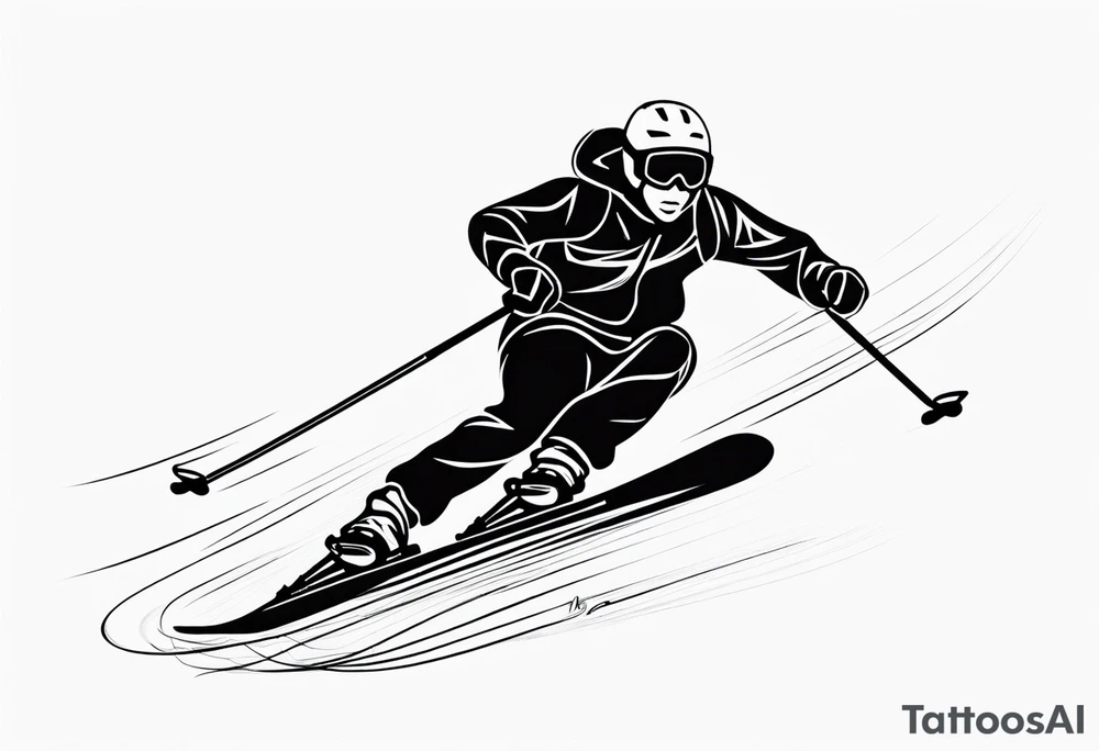 Skier in motion, single line tattoo idea