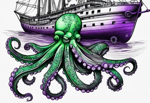 Purple and green octopus 

Ship tattoo idea