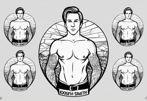 Joseph Smith Jr. without a shirt, and all his polygamist wives names tattooed on his arms and chest tattoo idea