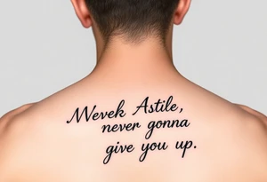 Rick Astley outline with text Never Gonna Give You Up tattoo idea