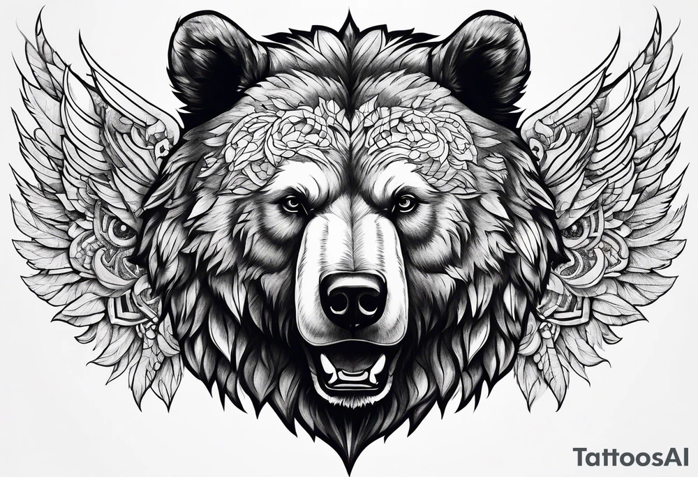 Winged bear tattoo idea