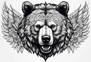 Winged bear tattoo idea