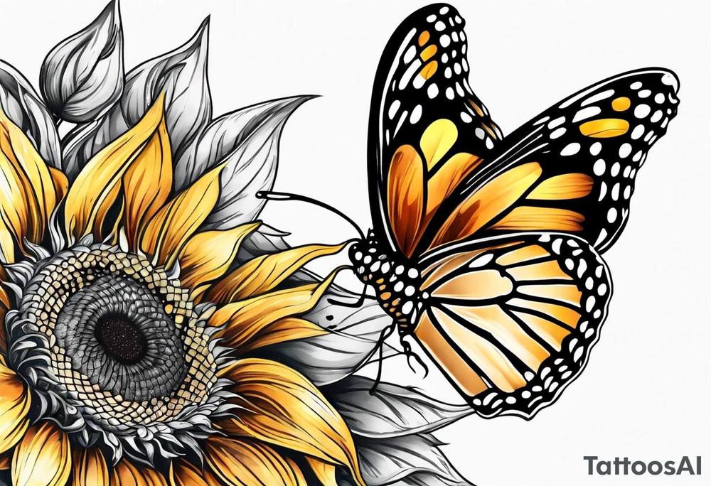 Sunflower and butterfly tattoo idea
