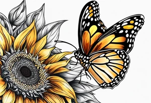 Sunflower and butterfly tattoo idea