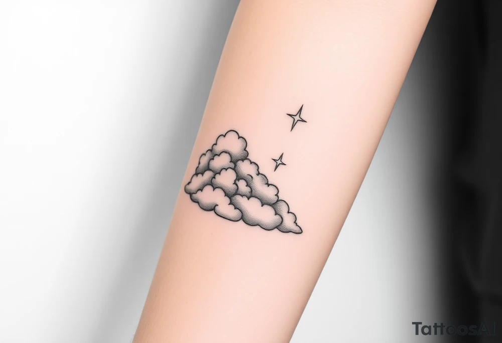 clouds with lighting tattoo idea