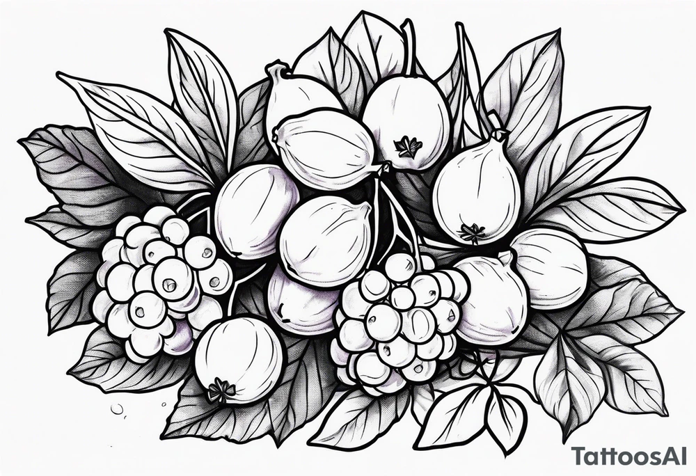 lilac and gooseberry in a bundle tattoo idea