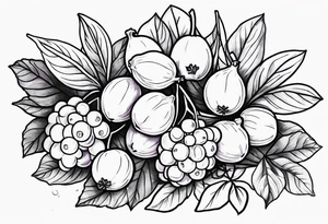 lilac and gooseberry in a bundle tattoo idea