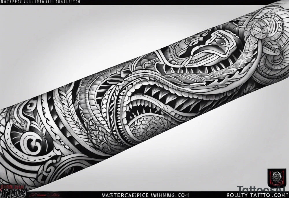 aztec snake sleeve tattoo idea