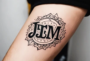 A tattoo with just text that reads JEM tattoo idea