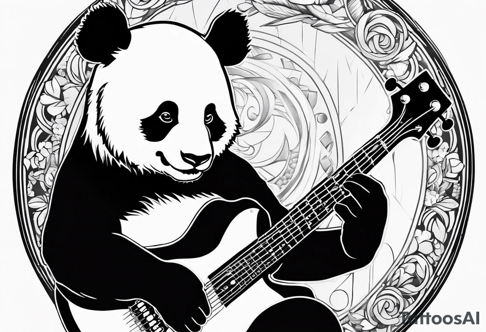 A panda playing the bass guitar tattoo idea