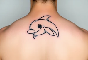 Cartoon dolphin with a smirk on the face tattoo idea
