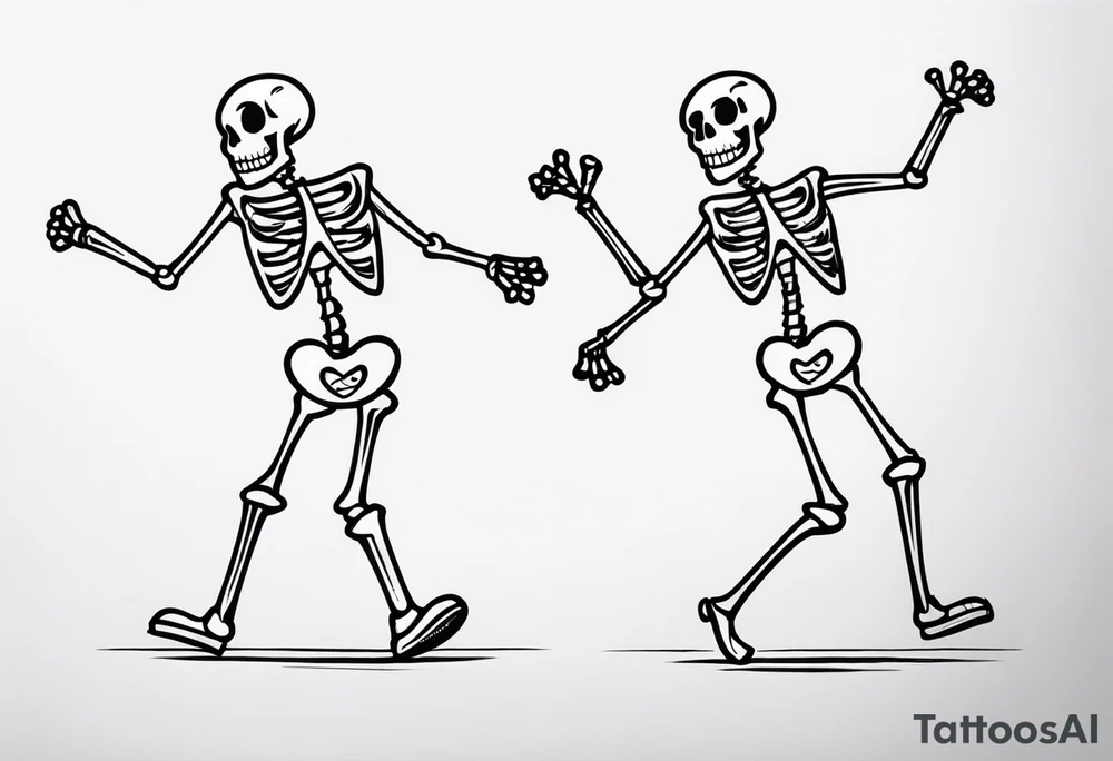 cartoon dancing skeleton tattoo idea