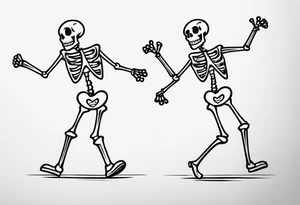 cartoon dancing skeleton tattoo idea