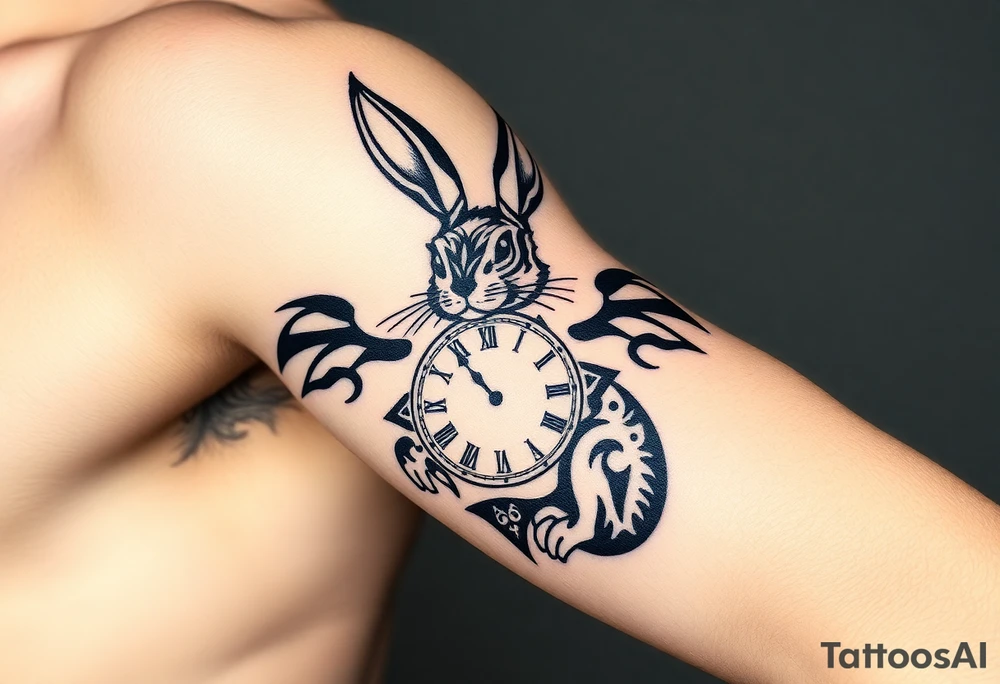 Rabbit with a Clock tattoo idea