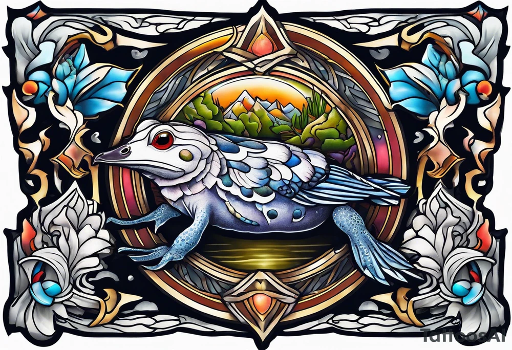 Duck toad moth tattoo idea