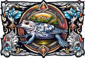 Duck toad moth tattoo idea
