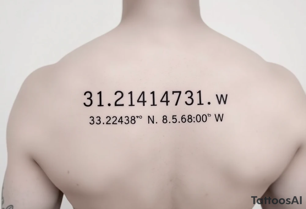 Morse code for sis along with the coordinates 33.12487° N, 85.58014° W tattoo idea