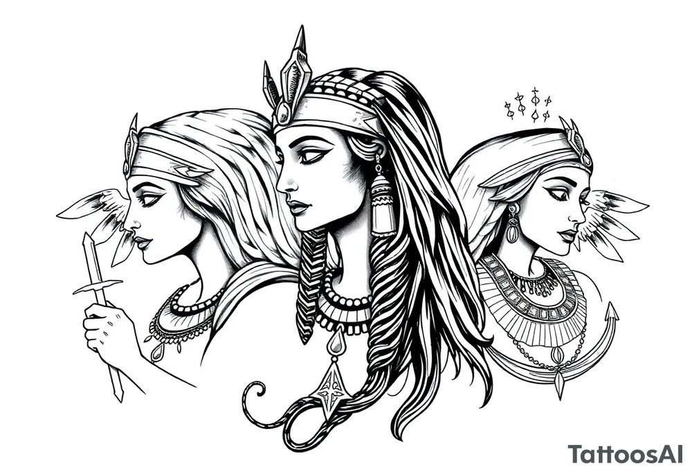 Egyptian goddesses tattoo idea