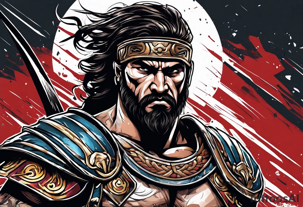 Ripped angry gladiator tattoo idea