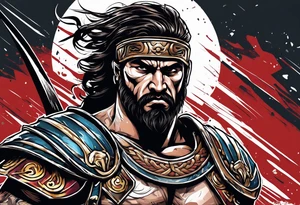 Ripped angry gladiator tattoo idea