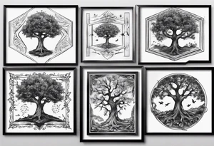 POV under a tree square framed tattoo idea