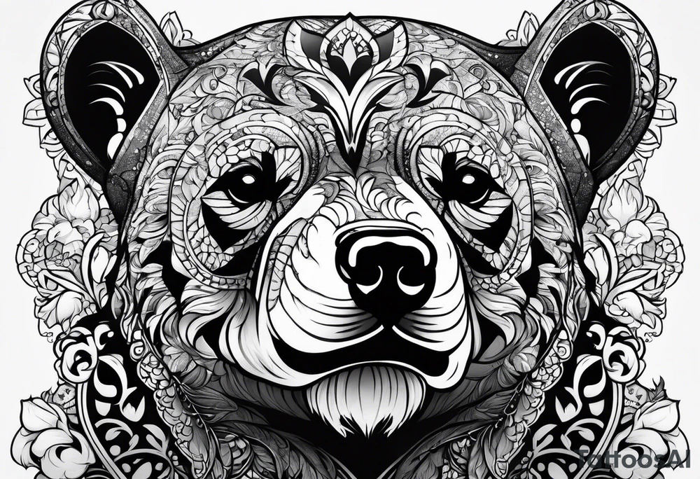 skeleton bears head gothic tattoo idea
