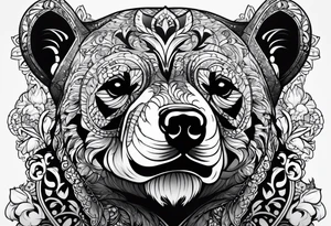 skeleton bears head gothic tattoo idea